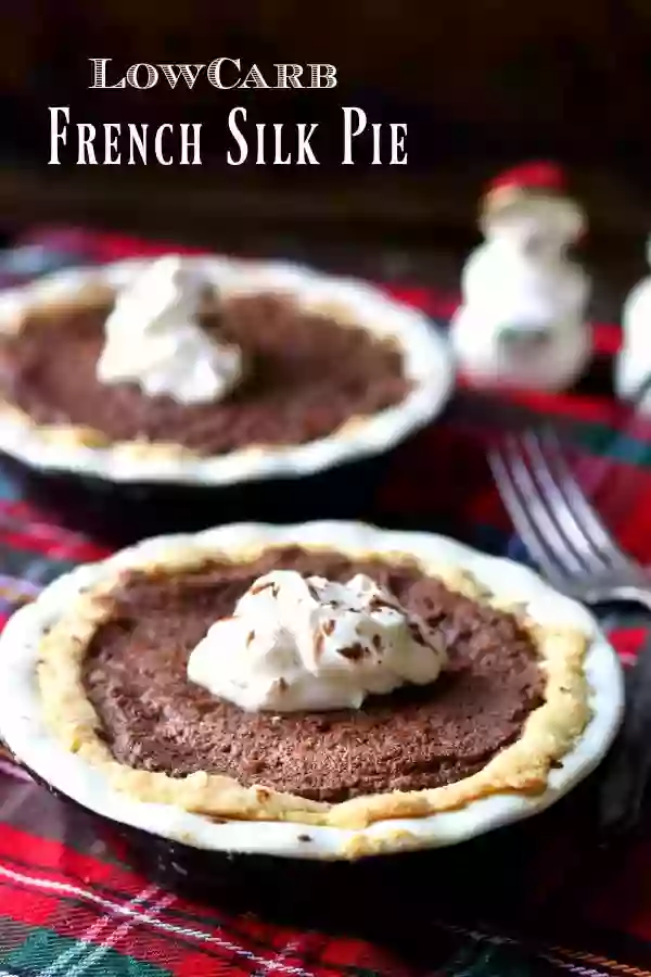 Low carb french silk pie with whipped cream on top - title image