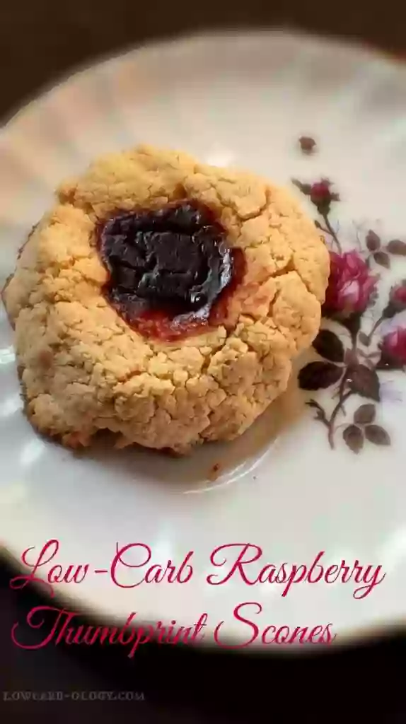 low-carb raspberry thumbprint scones similar to the high carb ones Starbucks used to have|lowcarb-ology.com