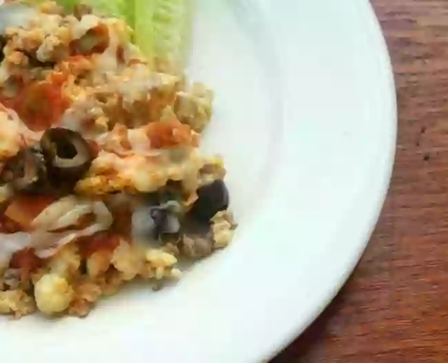low carb migas with black olives cures cravings! onn lowcarbbology.com