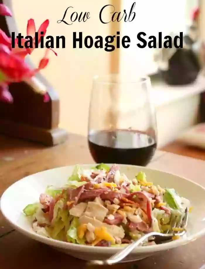 low carb italian salad with lots of protein and very few carbs -quick and easy meals from lowcarb-ology.com