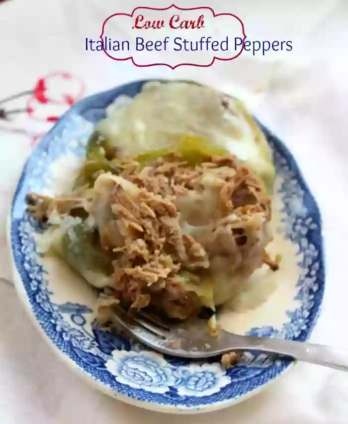 low carb italian beef stuffed peppers without rice are easy to make and have just 5.3 net carbs per serving - lowcarb-ology.com