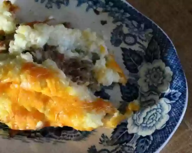 Lowcarb-shepherds pie is serious comfort food. This one is flavored with a little horseradish.