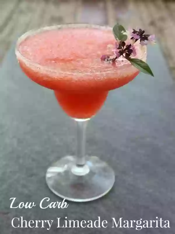 low carb frozen cherry limeade margarita makes summer so much better. Just 0.5 carbs per serving.