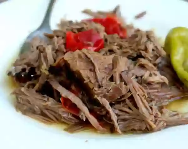 Slow cooked Italian pot roast is an easy low carb dinner the whole family will enjoy. lowcarb-ology.com