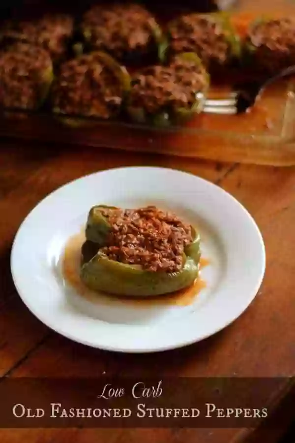 Low carb, low calorie, and gluten-free old fashioned stuffed peppers.