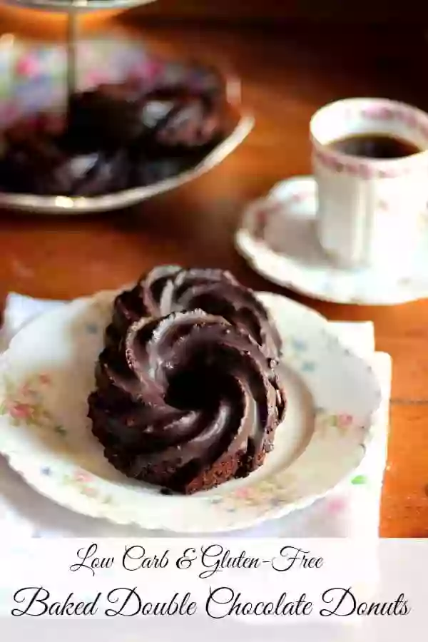 Low carb and gluten free, this baked double chocolate donut with chocolate glaze is a breakfast treat. From lowcarb-ology.com