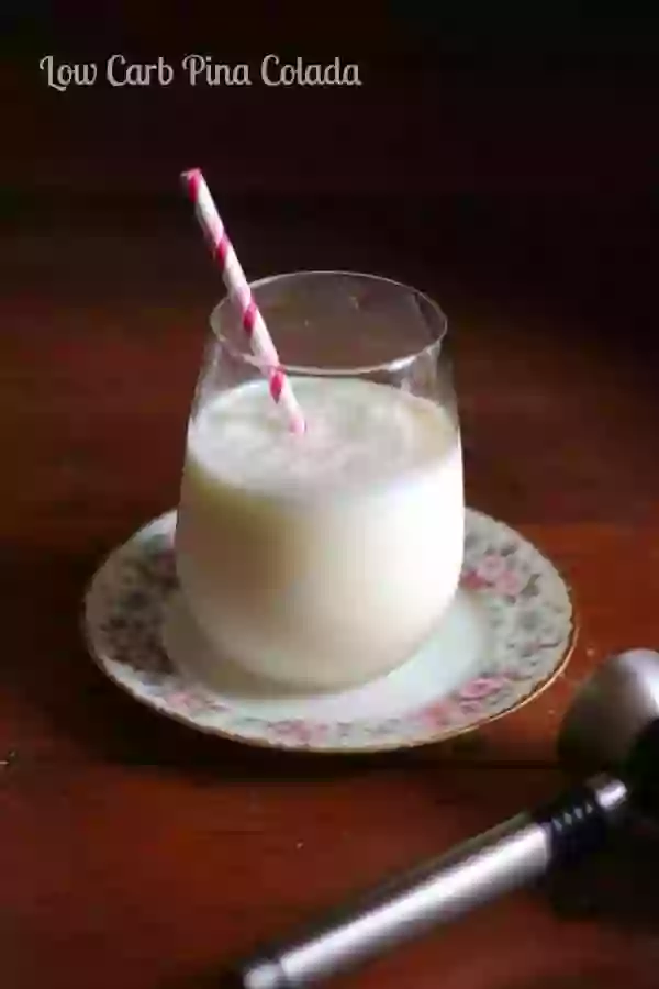 Love Pina Coladas? Hate the carbs? This Pina Colada cocktail has less than 1g carb per very generous serving. So good! From Lowcarb-ology.com