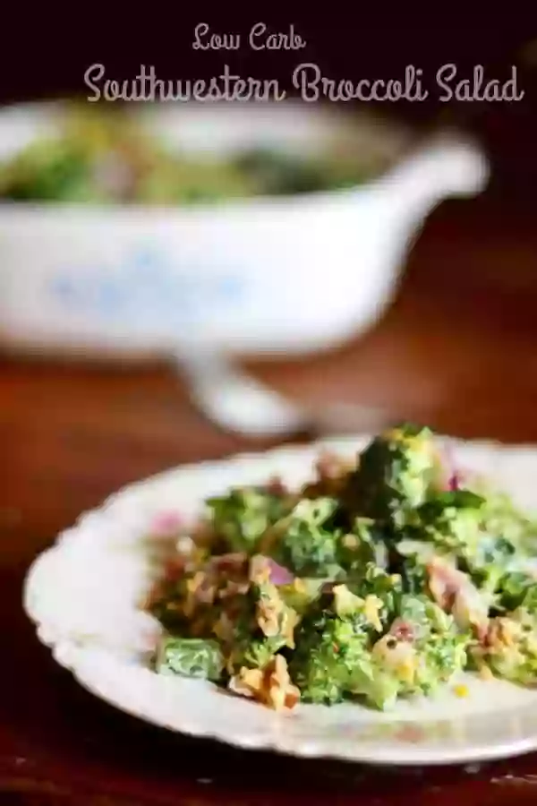 This low carb southwestern broccoli salad has 5.7 carbs and it's unbelievably good! From Lowcarb-ology.com