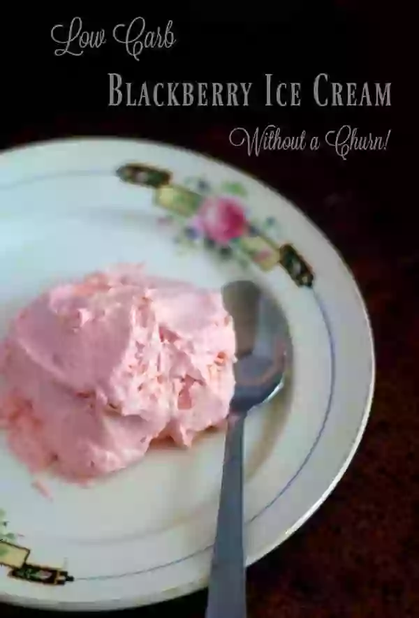 Creamy, sweet and low carb -- this blackberry ice cream freezes right in your freezer. No churn needed! 2.4 net carbs. From Lowcarb-ology.com