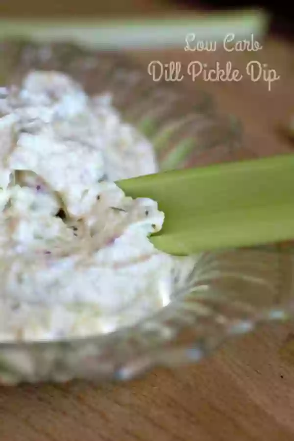 Low carb dill pickle dip for those who love a real kosher dill pickle with a little spicy heat. From Lowcarb-ology.com