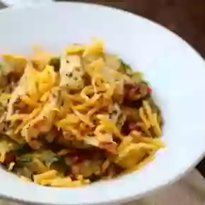 Green Chile Chicken with zucchini pappardelle is easy to make and so yummy. From Lowcarb-ology.com