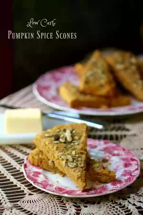 Low carb pumpkin spice scones have just 4.4 net carbs. from Lowcarb-ology.com
