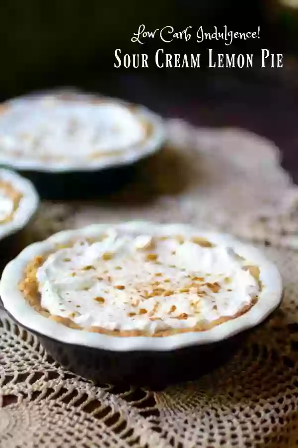 This low carb sour cream lemon pie is a creamy indulgence! 