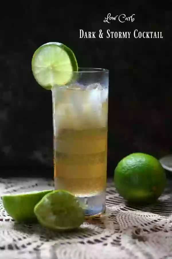 Low Carb Dark and Stormy cocktail is a simple rum beverage that's delicious!