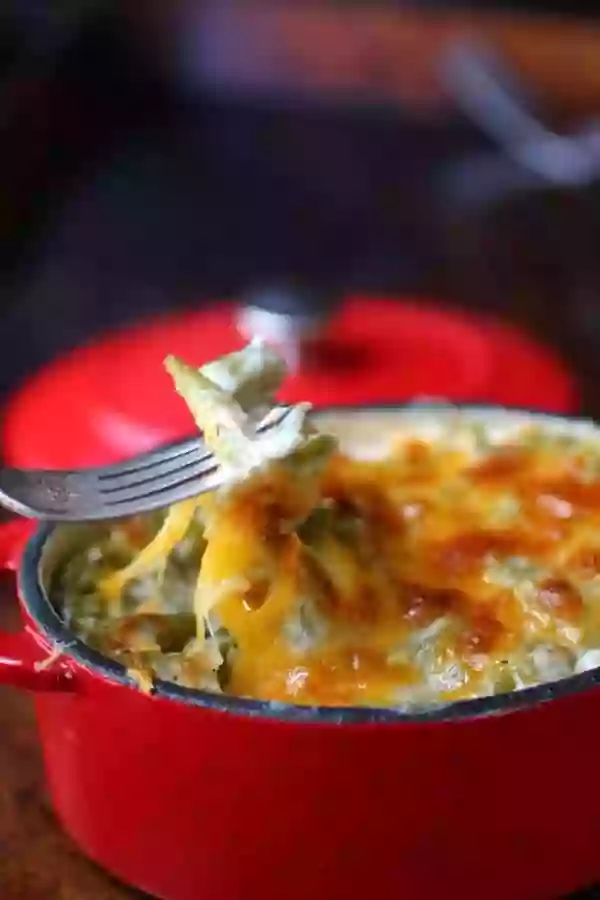 Easy low carb green bean casserole is rich and creamy just like mom's! From Lowcarb-ology.com
