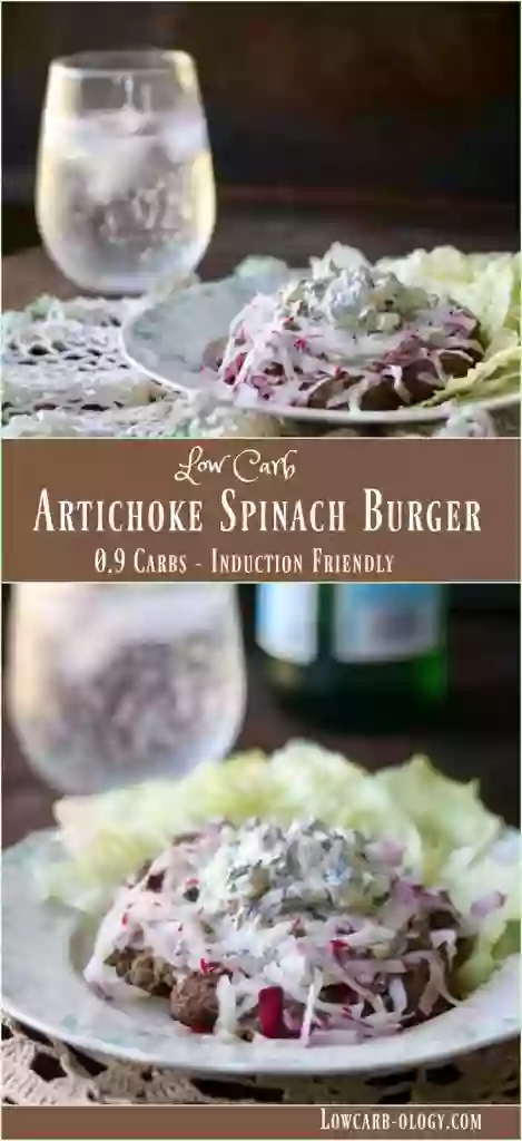 Get back on track with this Atkins induction friendly recipe for the best low carb burger you ever ate! Creamy spinach artichoke dip. You'll love it! From Lowcarb-ology.com
