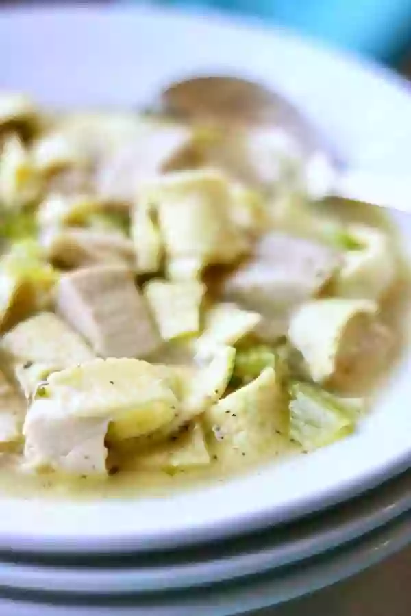 Easy chicken noodle soup recipe is low carb, homemade comfort food! From LowCarb-ology.com