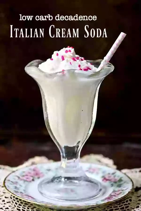 Easy, low carb Italian cream soda recipe is a decadent treat with 1 net carb. Perfect for your LCHF lifestyle. From Lowcarb-ology.com
