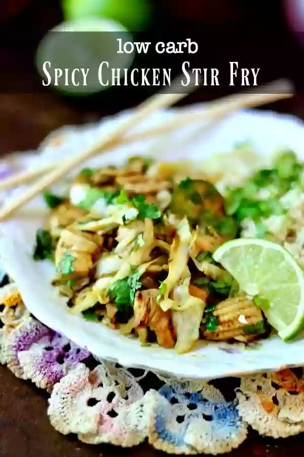 Quick and easy spicy chicken stir fry is low carb and high flavor! From Lowcarb-ology.com