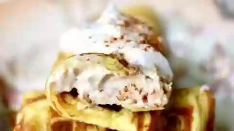 Decadent, creamy, low carb bavarian cream stuffed waffles are deliciously quick and easy! Lowcarb-ology.co