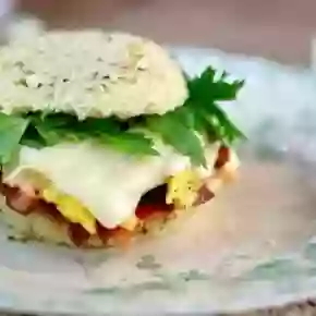 Take a bite of this low carb breakfast sandwich and you won't miss fast food ever again! It's delicious! From Lowcarb-ology.com