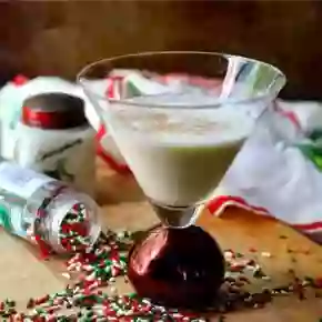 low carb christmas cookie martini square image with red and green sprinkles