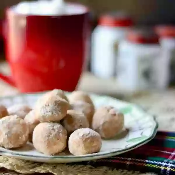 recipe image gingerbread cream cheese fat bombs recipe-fat bombs stacked on an antique plate
