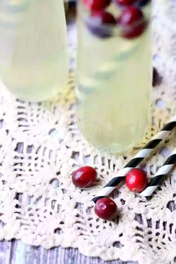 frozen cranberries on the table next to the tropical mule recipe