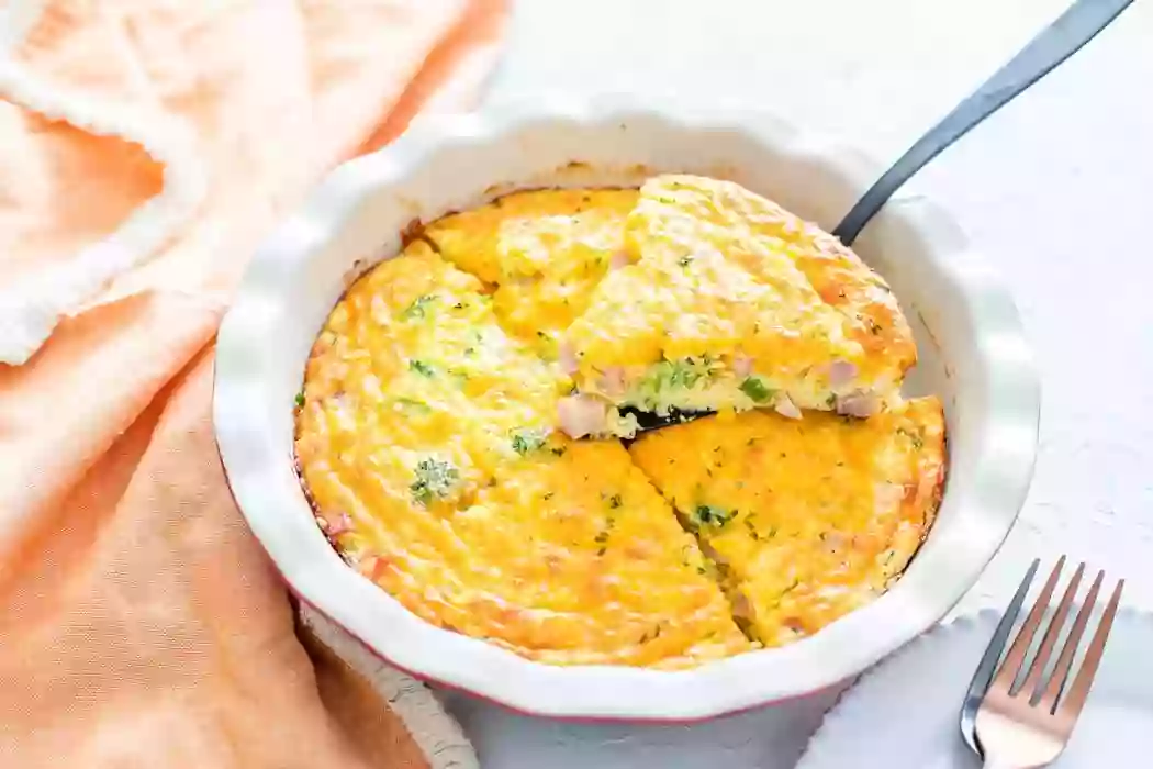 Keto Frittata sliced in a serving dish