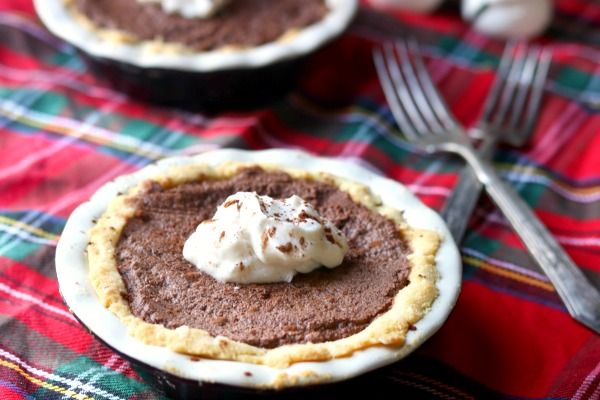 low carb french silk pie on a plaid tablecloth - feature image