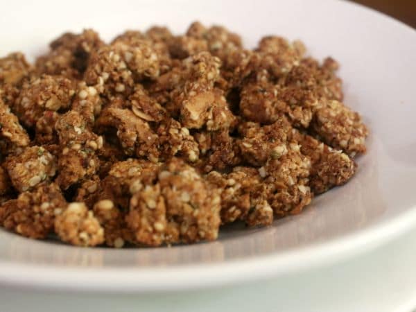 Cake batter granola works well as a low carb snack, too. From lowcarb-ology.com
