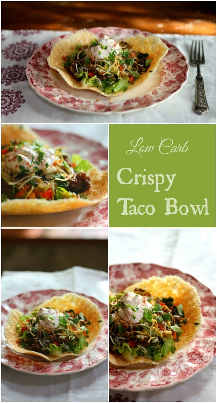 Low carb crispy taco bowl has just 0.5 carbs and it's super easy to make! From Lowcarb-ology.com
