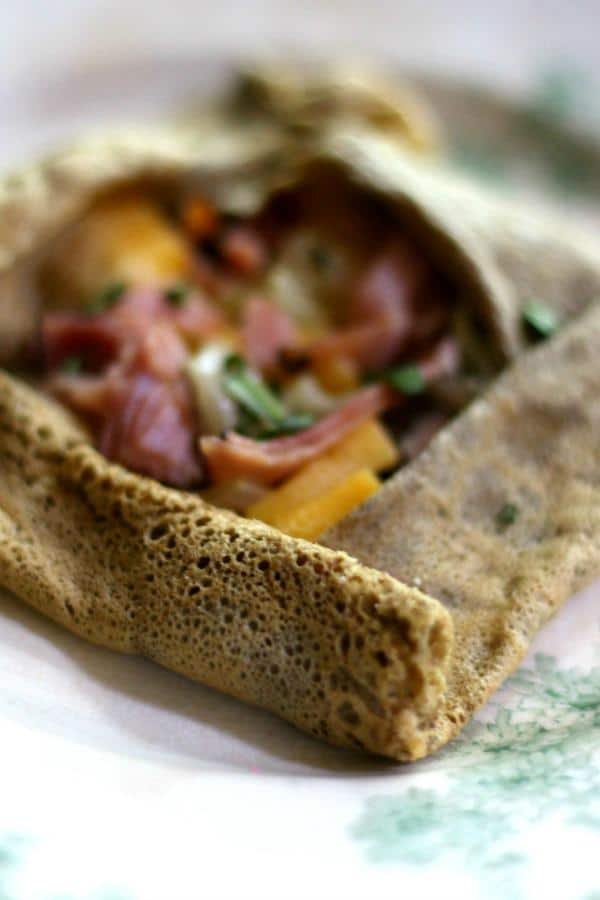 Low carb ham and cheese crepes are made with just a little buckwheat flour for flavor without the carbs. From Lowcarb-ology.com