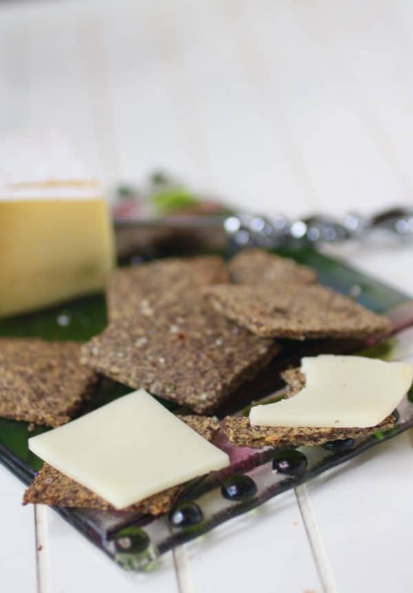 These low carb parmesan flaxseed crackers are crispy. So good with cheese and just 0.2 net carbs each! From Lowcarb-ology.com