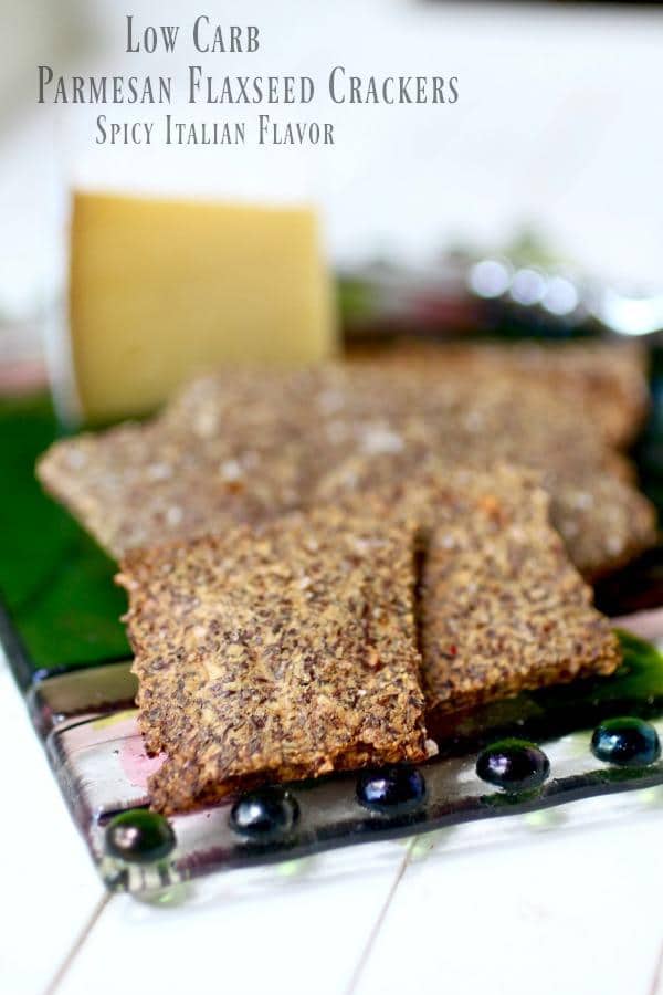Parmesan flaxseed crackers have just 0.2 carbs each! So yummy! From Lowcarb-ology.com