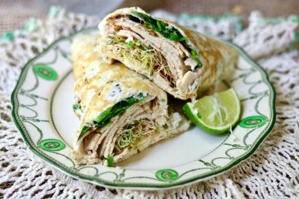 Low carb sandwich wraps bring your favorite sandwiches back to the table. Sturdy, taste great, and have just 1 net carb each. Quick and easy lunch recipe! Store in the refrigerator. From Lowcarb-ology.com