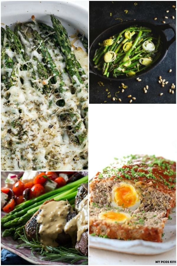 Collage of low carb Easter recipes for dinner and side dishes