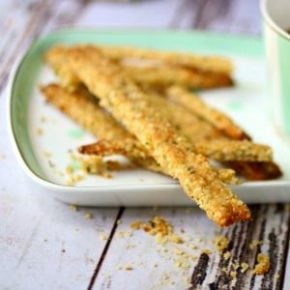 Closeup of low carb cheese straws for recipe template
